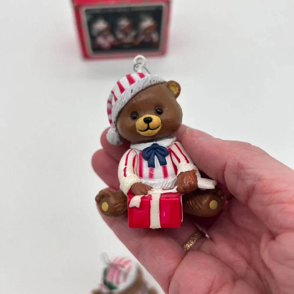 Christmas‎ Around the World Candy Cane Bear ornaments set of 3 IN BOX
